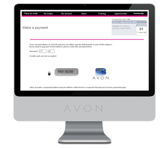 how to pay Avon pay online