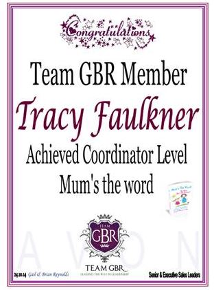 Tracy Faulkners Avon Campaign 16 incentive achievement