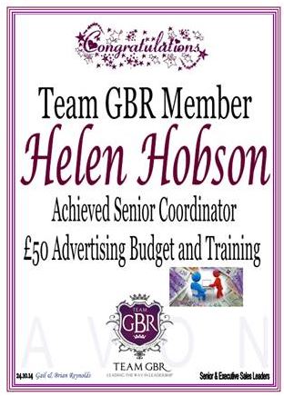 Helen Hobson Avon Campaign 16 Incentive achiever