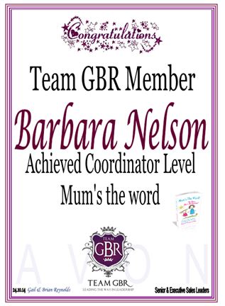 Barbara Nelson's Avon Campaign 16 incentive achievement
