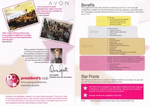 Avon Presidents Club Leaflet