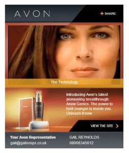 Avon's latest TV advert with Anew skin care