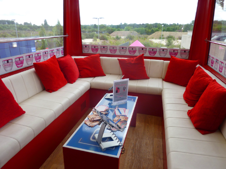 Seating on the Avon Beauty Bus