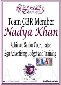 Nadya Khan Senior Coordinator Avon campaign 8 incentive achiever